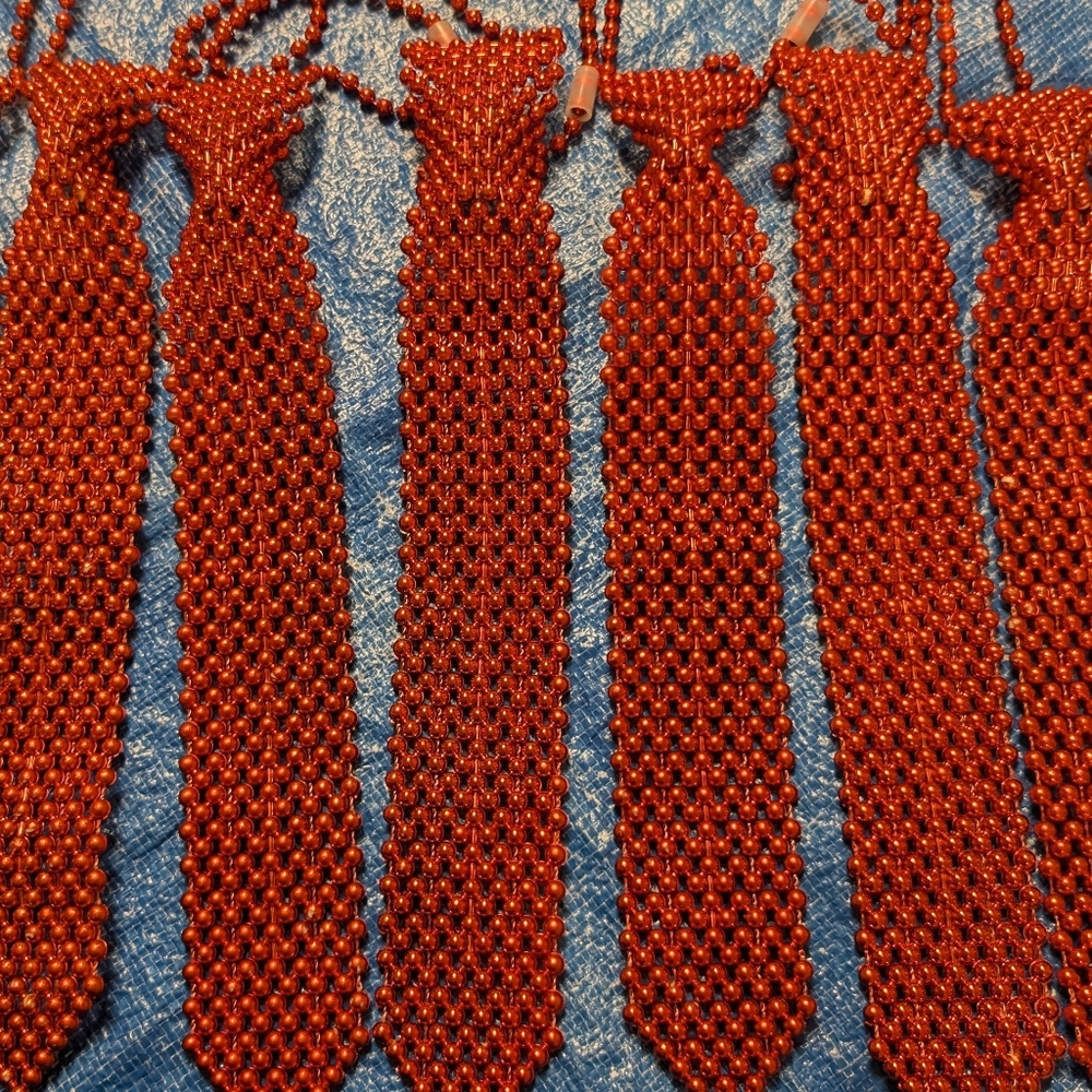 Set Of 6 Red Beaded Ties